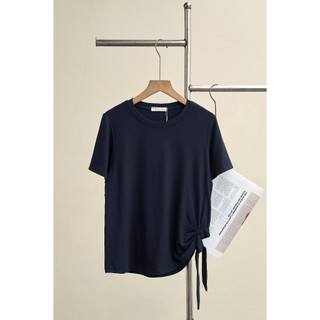 Áo Thun Nữ LAMER FASHION Cộc Tay Chất Cotton Nhún Gấu Buộc Nơ O61S26H024
