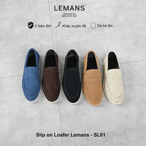Giày da nam Loafer Lemans SL01.4 da bò lộn, đế êm chân, giày công sở, giày lười tây BH 12T