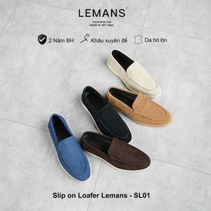 Giày lười Slip on Loafer Lemans SL01.1 - da bò lộn - đế êm chân, thiết kế công sở trẻ trung BH 24T