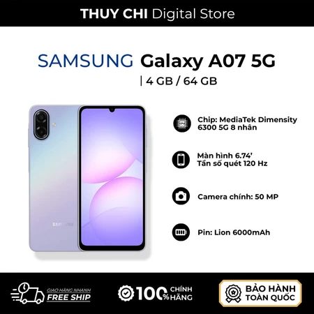 Điện thoại Samsung Galaxy A07 5G 4GB/64GB - Hàng Chính Hãng Samsung Việt Nam