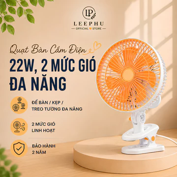 Quạt Để Bàn Cắm Điện 22W Quạt Đa Năng 3in1 Kẹp Bàn Treo Tường 7 Cánh Cho Học Sinh Văn Phòng
