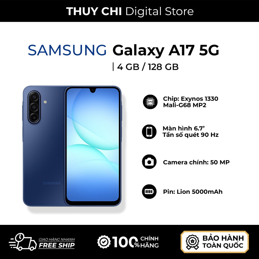 Điện thoại Samsung Galaxy A17 5G 4GB/128GB - Hàng Chính Hãng Samsung Việt Nam