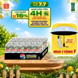 Thùng 24 Lon Nước Uống Có Gaz Pepsi Vị Chanh Không Calo, Không Đường (320ml/lon)