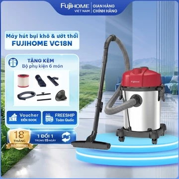 Máy hút bụi hút khô ướt kèm thổi 1200W Fujihome VC18N Nhập Khẩu, máy hút bụi công nghiệp màng lọc bụi HEPA đa năng