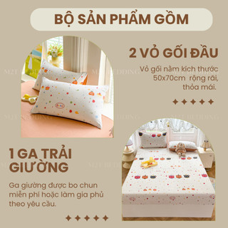 Bộ ga giường và vỏ gối Cotton Đũi Windy M2T BEDDING - bộ gồm 1 ga giường và 2 vỏ gối nằm 50x70cm, mềm, mịn, mát