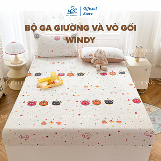Bộ ga giường và vỏ gối Cotton Đũi Windy M2T BEDDING - bộ gồm 1 ga giường và 2 vỏ gối nằm 50x70cm, mềm, mịn, mát