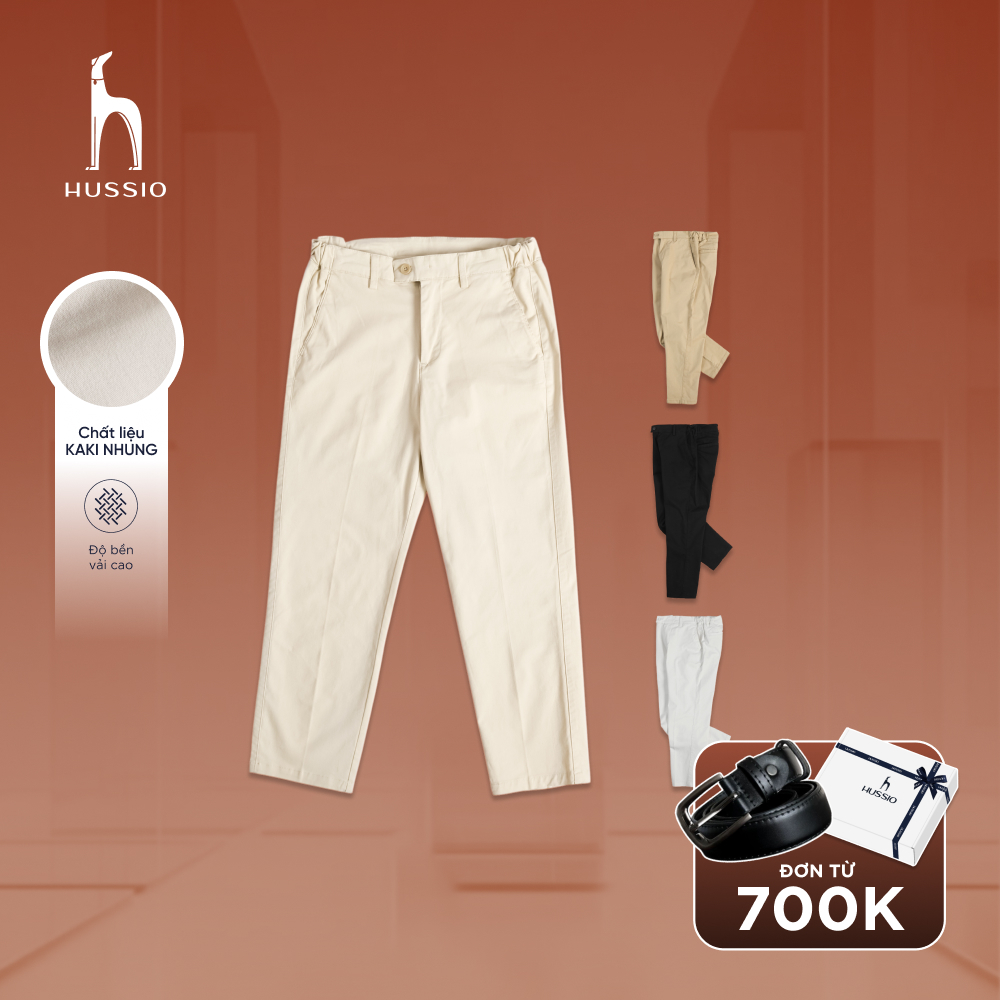 Quần dài tây nam ELEGANCE PANTS vải kaki nhung xuất xịn, lưng thun co dãn, dáng ủi xếp ly - HUSSIO