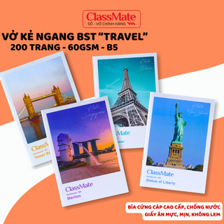 Vở Kẻ Ngang 200 Trang Clasmate Tập Học Sinh B5 Bìa Travel Cán Mờ Chống Nước, Vở Viết Dành Cho Học Sinh NB5-20-0305