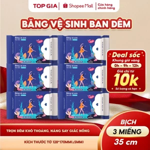 1 bịch 3 miếng băng vệ sinh ban đêm Topgia 35cm siêu thấm hút