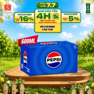 [SALE 15.7] Thùng 24 Chai Nước Ngọt Giải Khát Có Gaz Pepsi (600ml/chai)