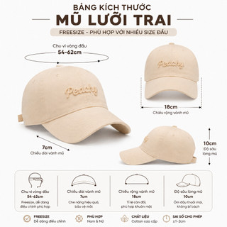 Mũ Lưỡi Trai HAZIN Form Cứng, Thêu Chữ Peachy, Nón Lưỡi Trai Nam Nữ Chất Vải Kaki Thoáng Mát Nhiều Màu Hot Trend