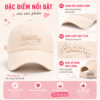 Mũ Lưỡi Trai HAZIN Form Cứng, Thêu Chữ Peachy, Nón Lưỡi Trai Nam Nữ Chất Vải Kaki Thoáng Mát Nhiều Màu Hot Trend