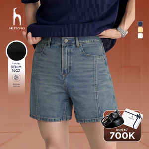Quần Short Jean nam CORE, chất liệu denim dày dặn, đứng form, bền bỉ, sang trọng - HUSSIO