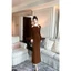 Đầm thun cổ yếm dài tay ba màu A2453