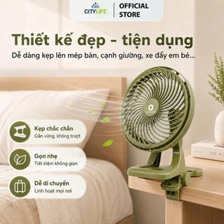 [ BẢO HÀNH 12T] Quạt tích điện quạt kẹp bàn SIÊU TO Qcooker FS01P quạt để bàn tích điện USB pin 4000mAH dùng liên tục 6h