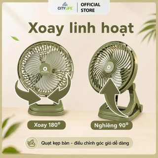 [ BẢO HÀNH 12T] Quạt tích điện quạt kẹp bàn SIÊU TO Qcooker FS01P quạt để bàn tích điện USB pin 4000mAH dùng liên tục 6h