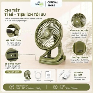 [ BẢO HÀNH 12T] Quạt tích điện quạt kẹp bàn SIÊU TO Qcooker FS01P quạt để bàn tích điện USB pin 4000mAH dùng liên tục 6h