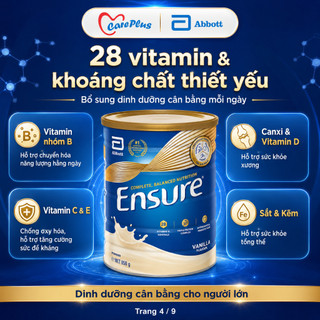 Ensure Abbott Úc 850g Vani sữa dinh dưỡng người lớn, nhập khẩu Úc chính hãng