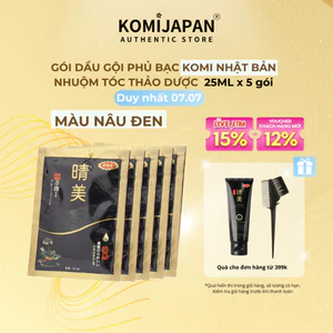 Dầu gội nhuộm tóc thảo dược thiên nhiên KOMI Nhật Bản MÀU NÂU ĐEN gói 25ml