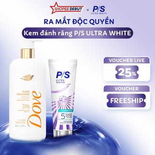 [LIVE] Kem đánh răng P/S Ultra White Trắng Bật 5 Tông 100g + Sữa tắm Dove Serum Dưỡng da chuyên sâu 547ml