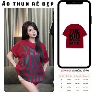Áo thun, phông THE KID Áo tay lỡ tshirt cổ tròn UNISEX nam nữ Cotton oversize form rộng