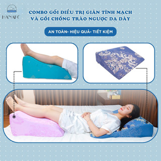 [SẢN PHẨM HOT] Gối Kê Chân Giãn Tĩnh Mạch Hanako Màu Cotton Xanh Hoàng Gia, Giảm Tê Bì Chân