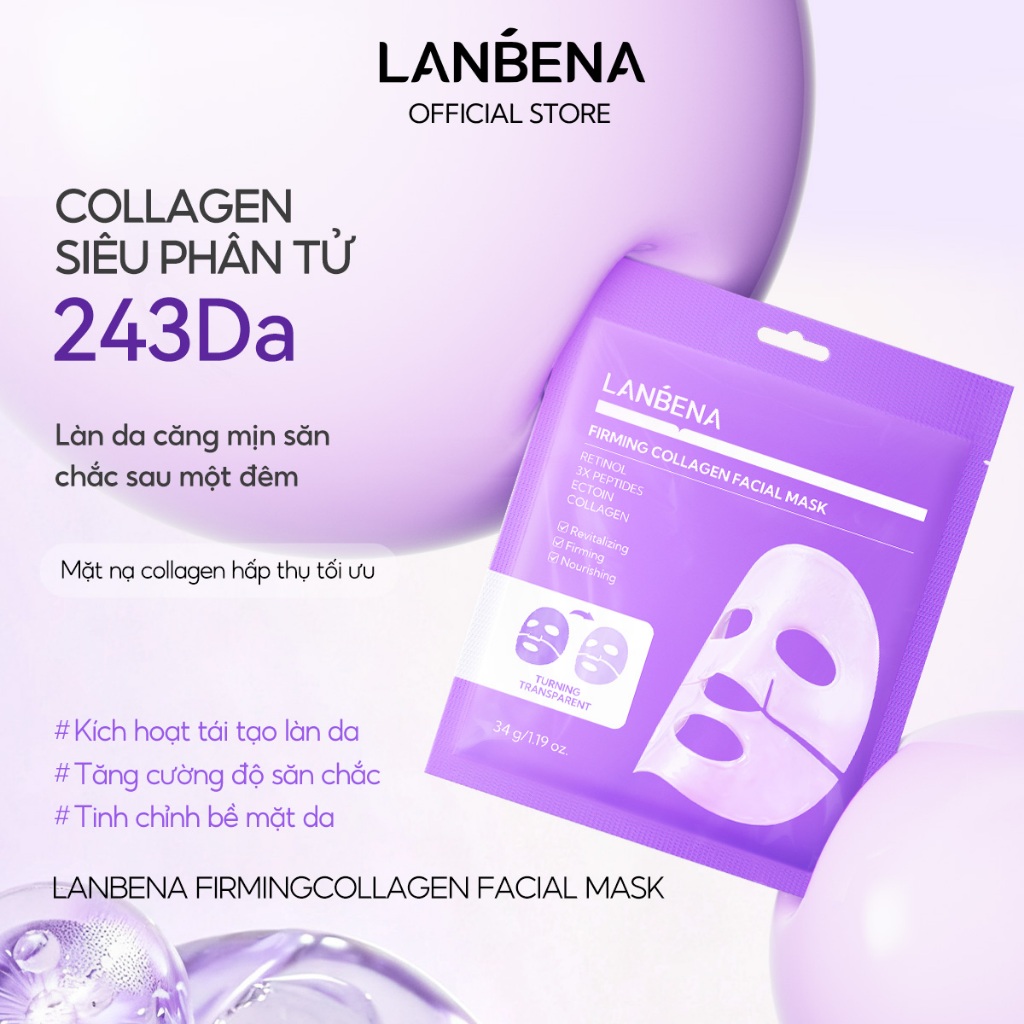 LANBENA Mặt nạ thạch collagen retinol -(34g)- hỗ trợ tái tạo, mờ nếp nhăn, dưỡng ẩm, săn chắc, nâng cơ giảm chảy xệ