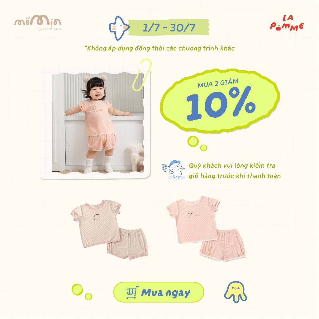 Bộ cộc tay Mềm Mịn by La Pomme kẹo bông ngọt ngào - Sợi Petit Soyeu thoáng mát – Bé gái - 6M - 5Y