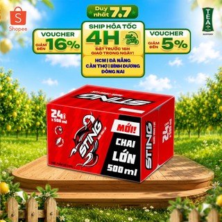 [SALE 15.7] Thùng 24 Chai Nước Tăng Lực Sting Dâu (500ml/chai)