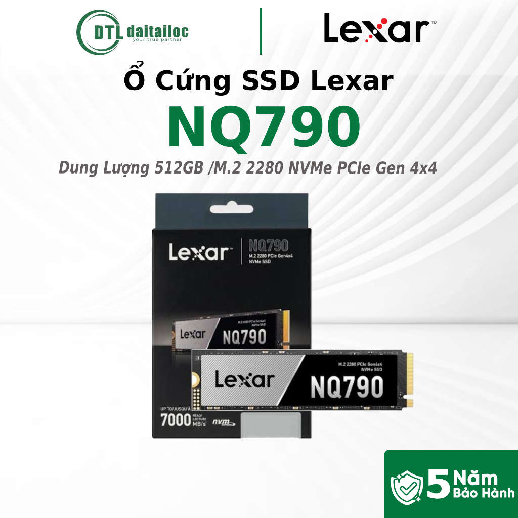 Ổ Cứng SSD Lexar NQ790 512GB M2 2280 NVMe PCIe Gen 4x4 (Đọc 7000MB/s Ghi 2900MB/s) | Chính Hãng | Bảo Hành 60 Tháng