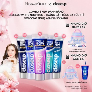 [HANNAH OLALA] Combo 3 Kem đánh răng Closeup White Now - Trắng Bật Tông 3X TỨC THÌ với Công nghệ Ánh Sáng Xanh 100g