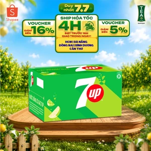 Thùng 24 Chai Nước Ngọt Giải Khát Có Gaz 7Up (390ml/chai)