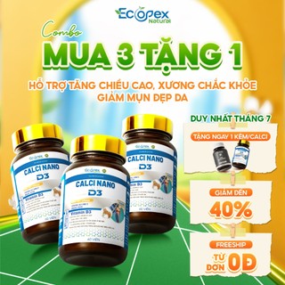 [Combo 3 Tặng 1]  CANXI NANO D3 Viên Uống Bổ Sung Canxi, Hỗ Trợ Tăng Chiều Cao, Giúp Xương Chắc Khỏe