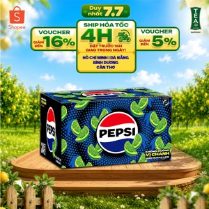 Thùng 24 Chai Nước Ngọt Giải Khát Có Gaz Pepsi Vị Chanh Không Calo, Không Đường (390ml /chai)