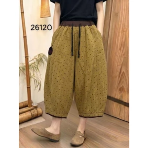 Quần linen ghép mảnh form thụng 2026