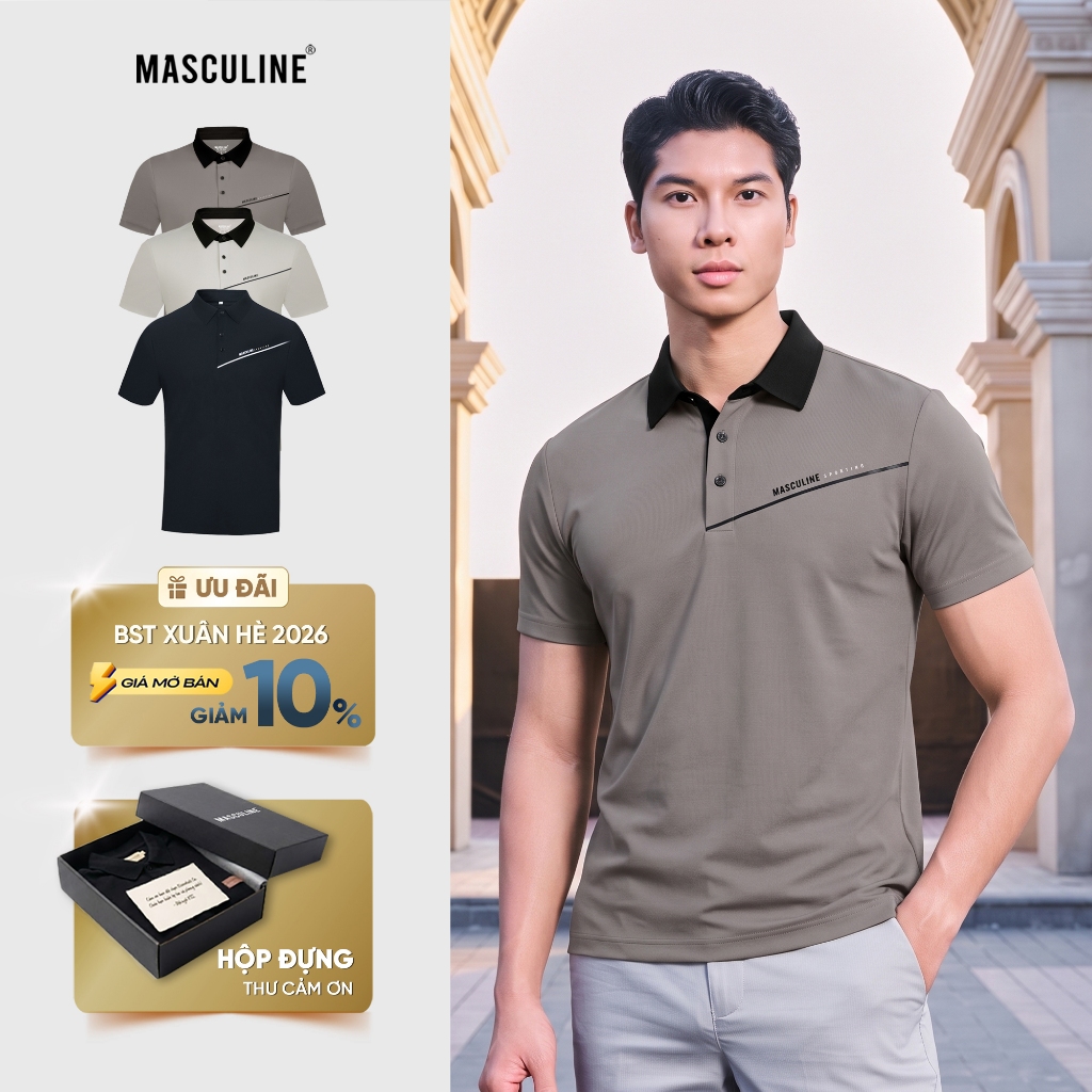 Áo polo nam MASCULINE APD601 form slim fit dáng thể thao vải silk nylon spandex mềm mịn sang trọng