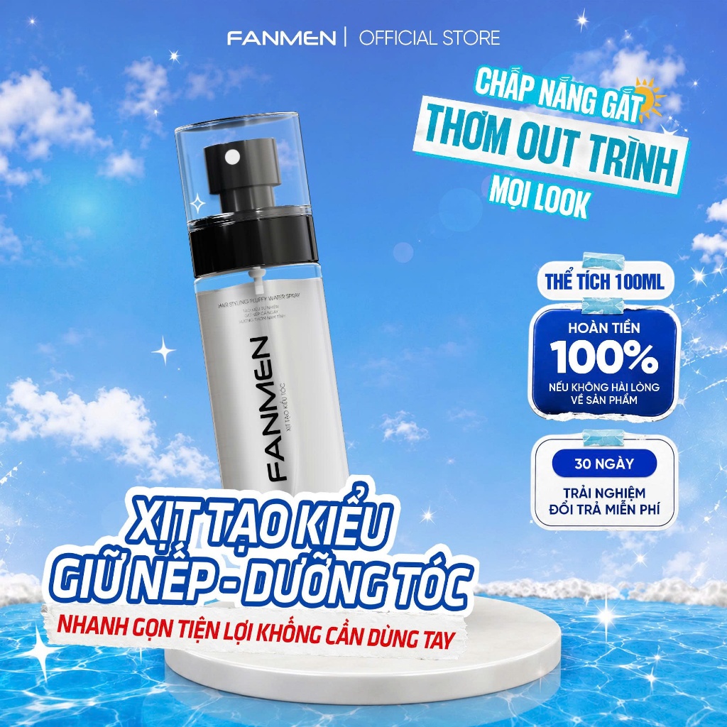 Xịt tạo kiểu Fanmen xịt tóc nam giúp tóc vào nếp nhanh, giữ nếp lâu, dưỡng tóc, không nhờn dính, hương thơm nam tính