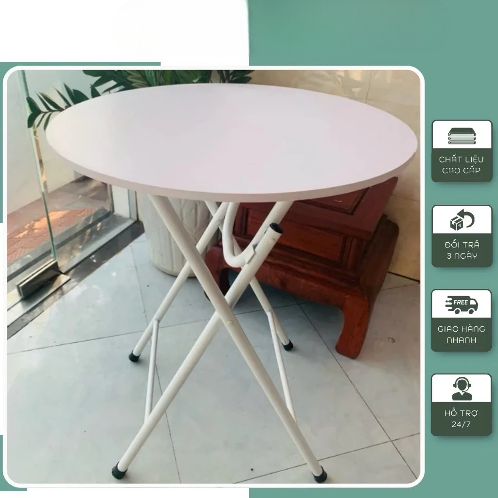 [Furni Home] Bàn tròn gập gọn tiết kiệm không gian phủ sơn tích điện siêu bền đường kính 60 cm cao 73cm