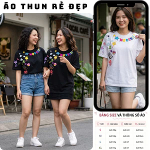 Áo thun, phông M@DENO Áo tay lỡ tshirt cổ tròn UNISEX nam nữ Cotton oversize form rộng