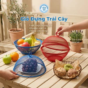 Giỏ Đựng Trái Cây Lưới Có Nắp 27cm Đa Năng Rửa Rau Củ Quả Thoáng Khí Nhà Bếp Tiện Lợi