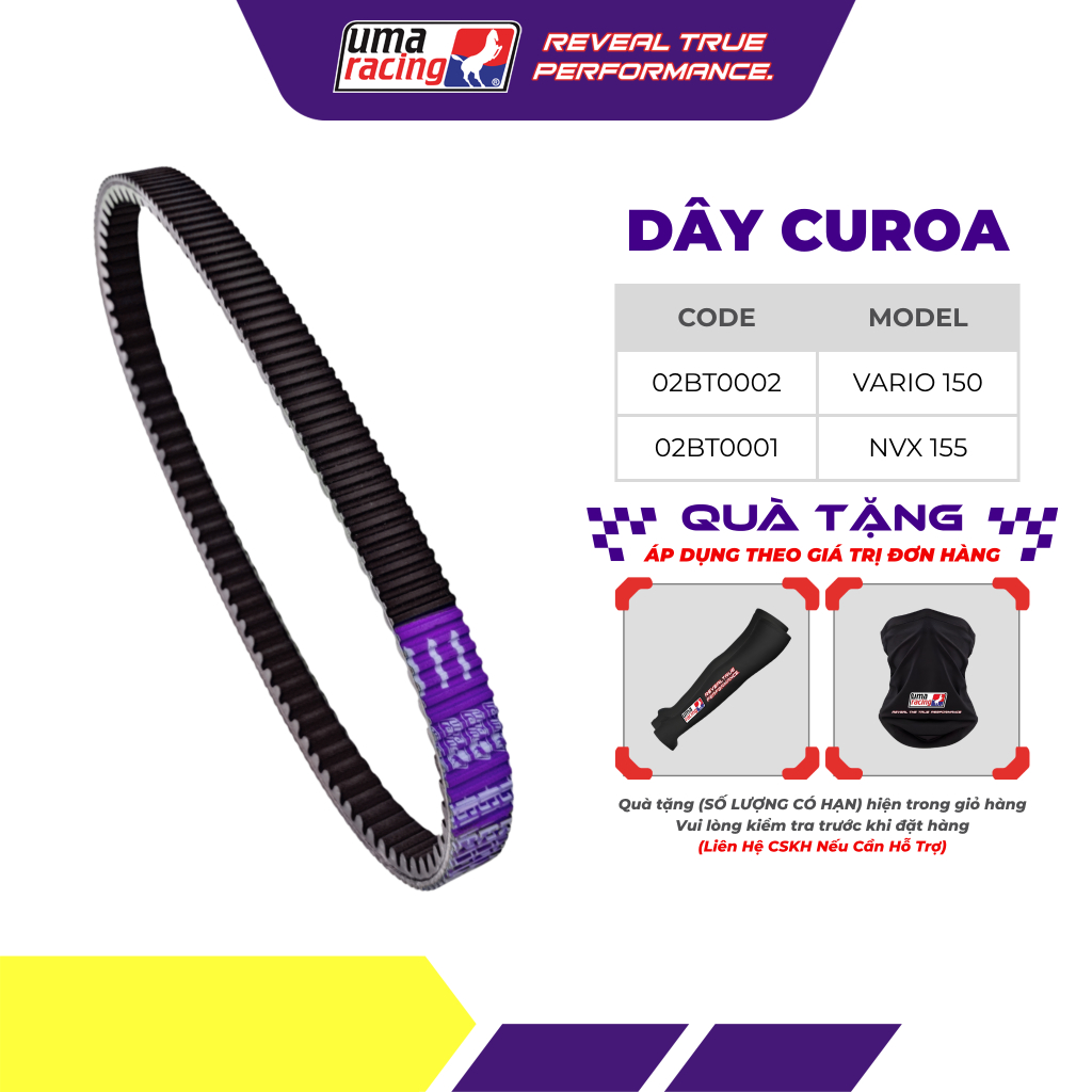 Dây Curoa UMA Racing Cho Vario / NVX / PCX,..  – Hỗ Trợ Truyền Động Ổn Định, Chịu Nhiệt Tốt