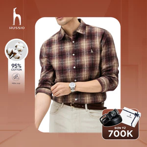 Áo sơ mi Flannel GRID, kẻ sọc ca rô cổ điển, form regular thoải mái, chống nhăn, đứng form - HUSSIO