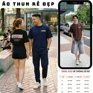 Áo thun, phông ATITITUDE Áo tay lỡ tshirt cổ tròn UNISEX nam nữ Cotton oversize form rộng