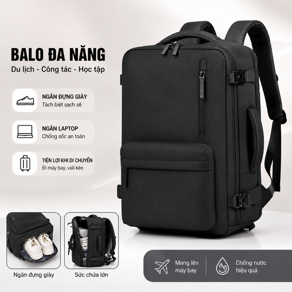 Balo du lịch nam nữ HADI Travel chống nước chống sốc laptop balo đa năng thời trang cao cấp B25