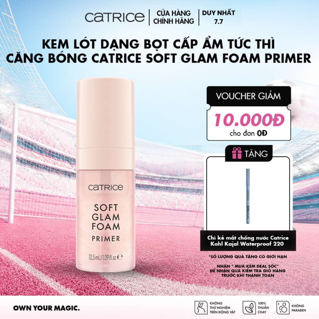 Kem lót dạng bọt cấp ẩm tức thì căng bóng Catrice Soft Glam Foam Primer 32,5ml