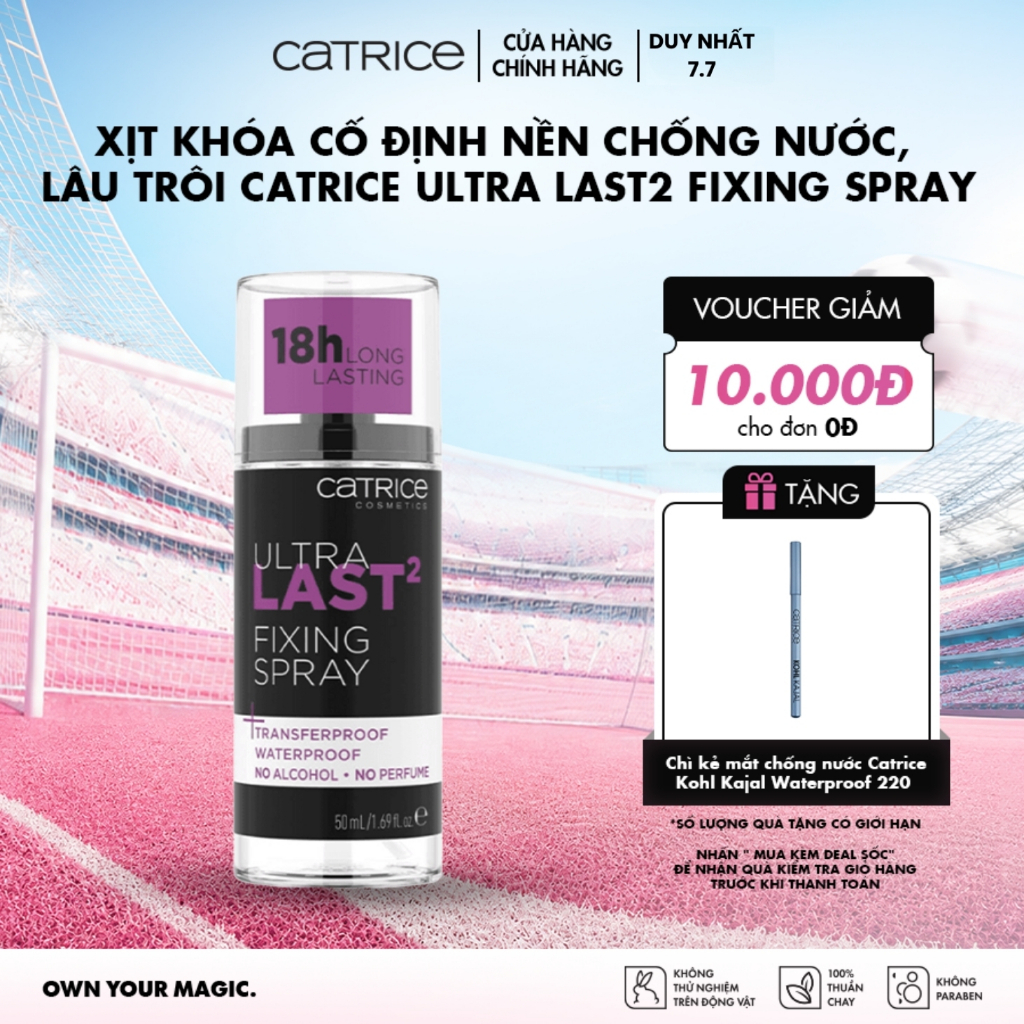 Xịt khóa nền Catrice Ultra Last2 Fixing Spray chống nước lâu trôi đến 18h 50ml