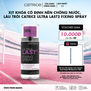 Xịt khóa nền Catrice Ultra Last2 Fixing Spray chống nước lâu trôi đến 18h 50ml
