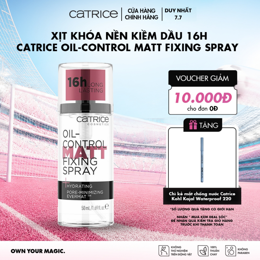 Xịt khóa nền Catrice Oil-Control Matt Fixing Spray kiềm dầu và cố định lớp makeup 50ml