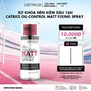 Xịt khóa nền Catrice Oil-Control Matt Fixing Spray kiềm dầu và cố định lớp makeup 50ml