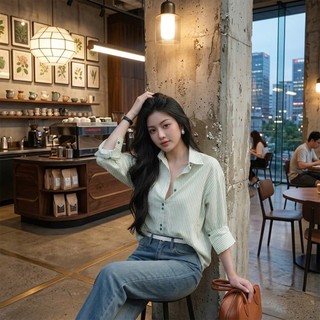 Áo sơ mi kẻ sọc nữ, áo sơ mi công sở phong cách thanh lịch, trẻ trung